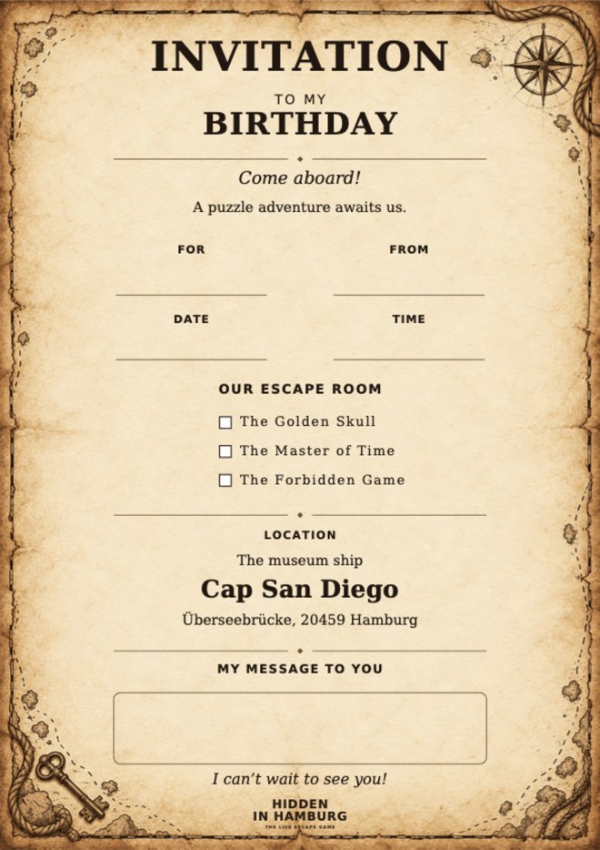 Printable invitation card for a children’s birthday party